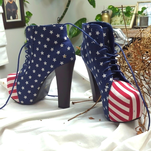 Sexy Go jane RED WHITE & BLUE PLATFORM - Picture 2 of 10